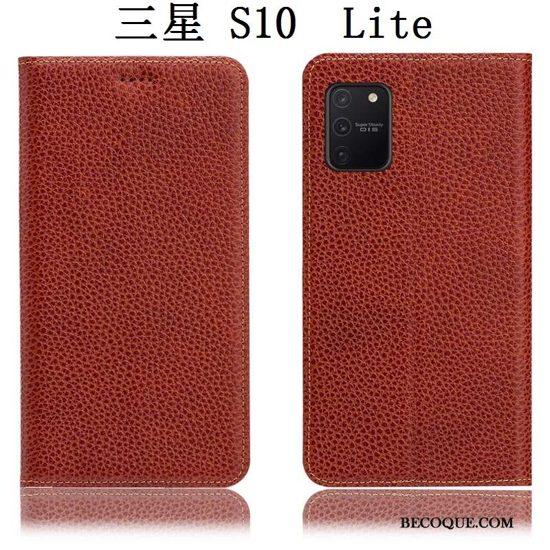 Samsung Galaxy S10 Lite Protection Modèle Fleurie Cuir Véritable Tout Compris Coque De Téléphone Étui