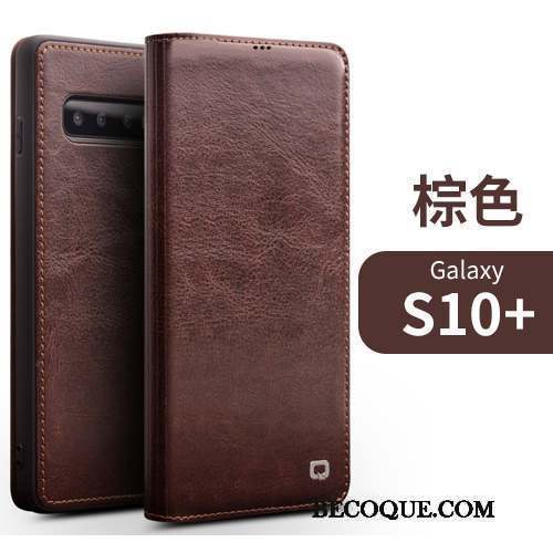 Samsung Galaxy S10+ Luxe Coque Cuir Véritable De Téléphone Tout Compris Téléphone Portable