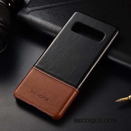 Samsung Galaxy S10+ Marron Cuir Coque Business Étui De Téléphone