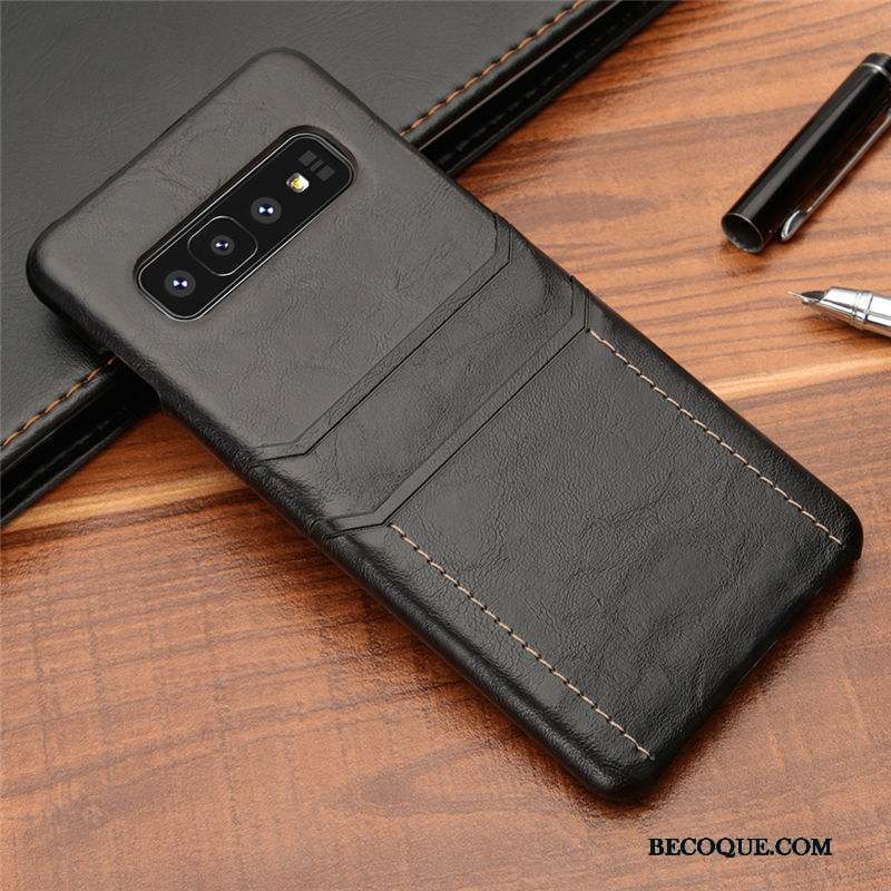 Samsung Galaxy S10+ Noir Jeunesse Étui En Cuir Incassable Business Coque De Téléphone