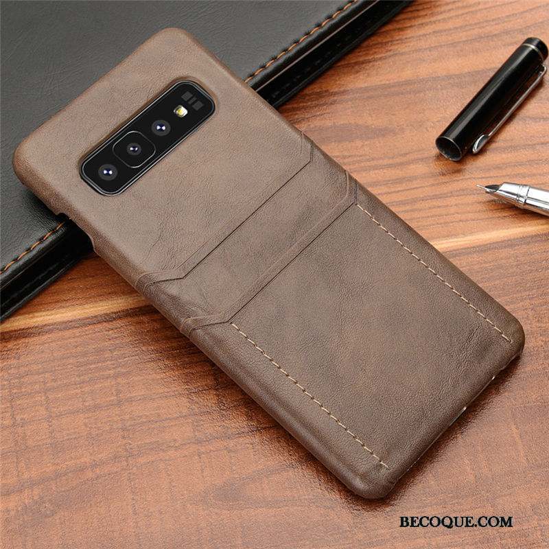 Samsung Galaxy S10+ Noir Jeunesse Étui En Cuir Incassable Business Coque De Téléphone