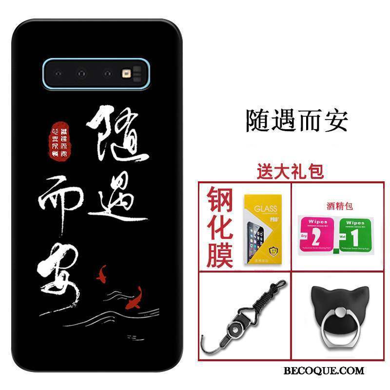 Samsung Galaxy S10 Noir Très Mince Personnalité Tout Compris Coque De Téléphone Étui