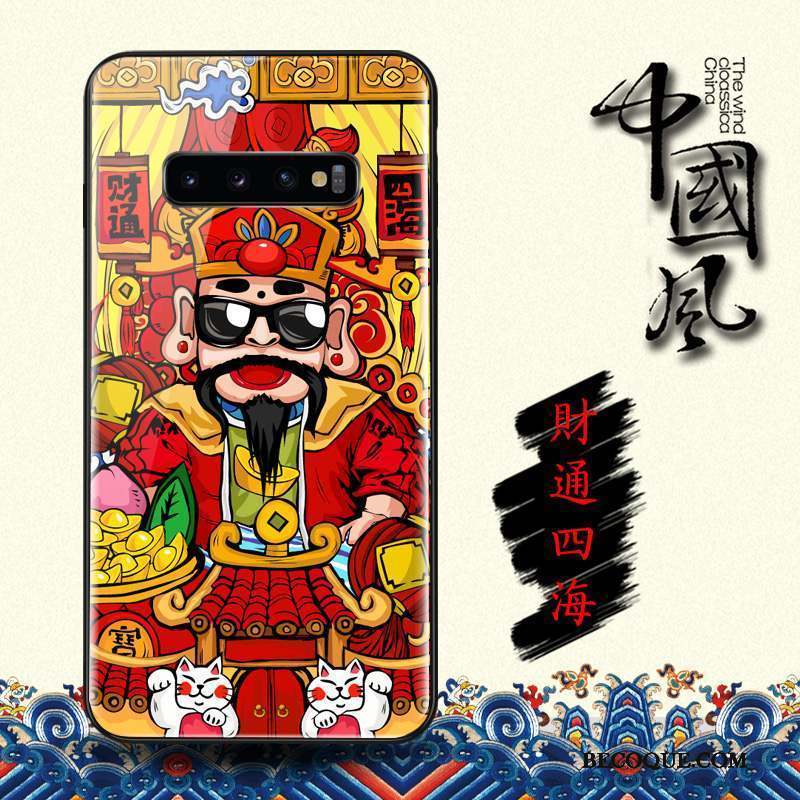 Samsung Galaxy S10 Nouveau Rouge De Fête Dieu De La Richesse Style Chinois Coque De Téléphone