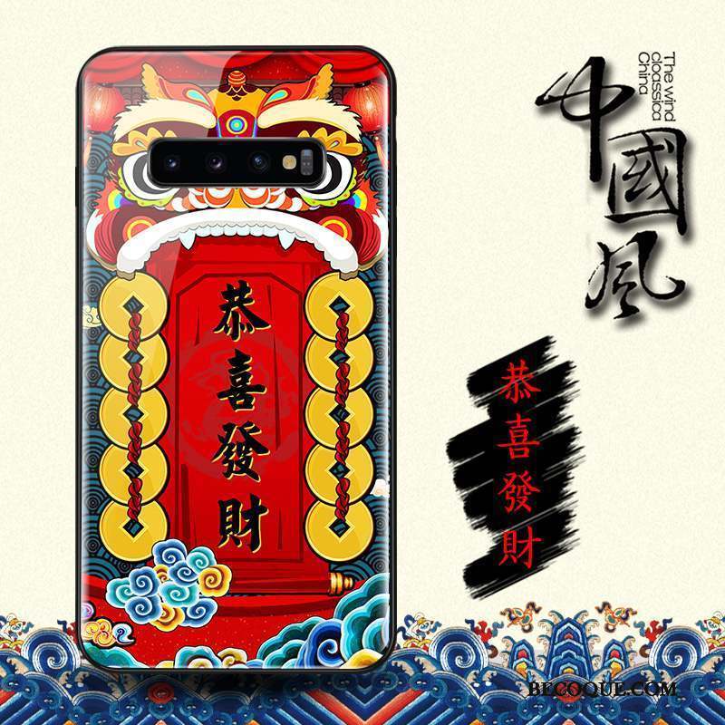 Samsung Galaxy S10 Nouveau Rouge De Fête Dieu De La Richesse Style Chinois Coque De Téléphone