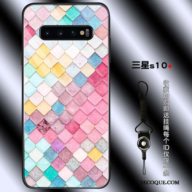 Samsung Galaxy S10+ Personnalité Protection Losange Multicolore Coque De Téléphone Tendance