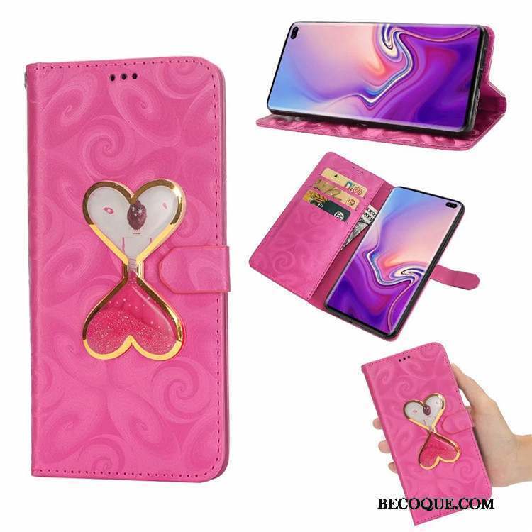 Samsung Galaxy S10+ Quicksand Coque De Téléphone Amour Incassable Protection Rose