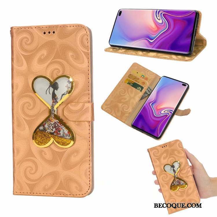 Samsung Galaxy S10+ Quicksand Coque De Téléphone Amour Incassable Protection Rose