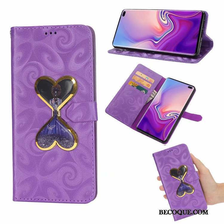 Samsung Galaxy S10+ Quicksand Coque De Téléphone Amour Incassable Protection Rose