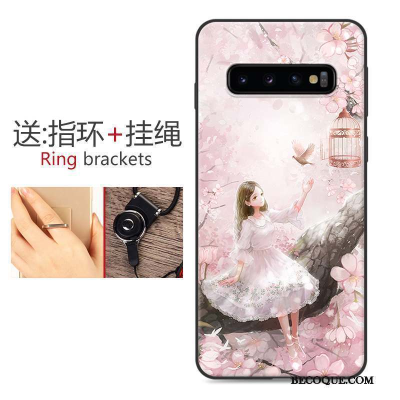 Samsung Galaxy S10 Silicone Fluide Doux Rose Coque De Téléphone Marque De Tendance Délavé En Daim