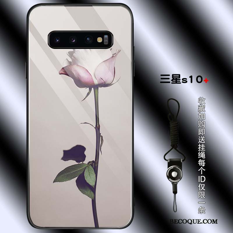 Samsung Galaxy S10+ Simple Rose Noir Tendance Coque De Téléphone Étui