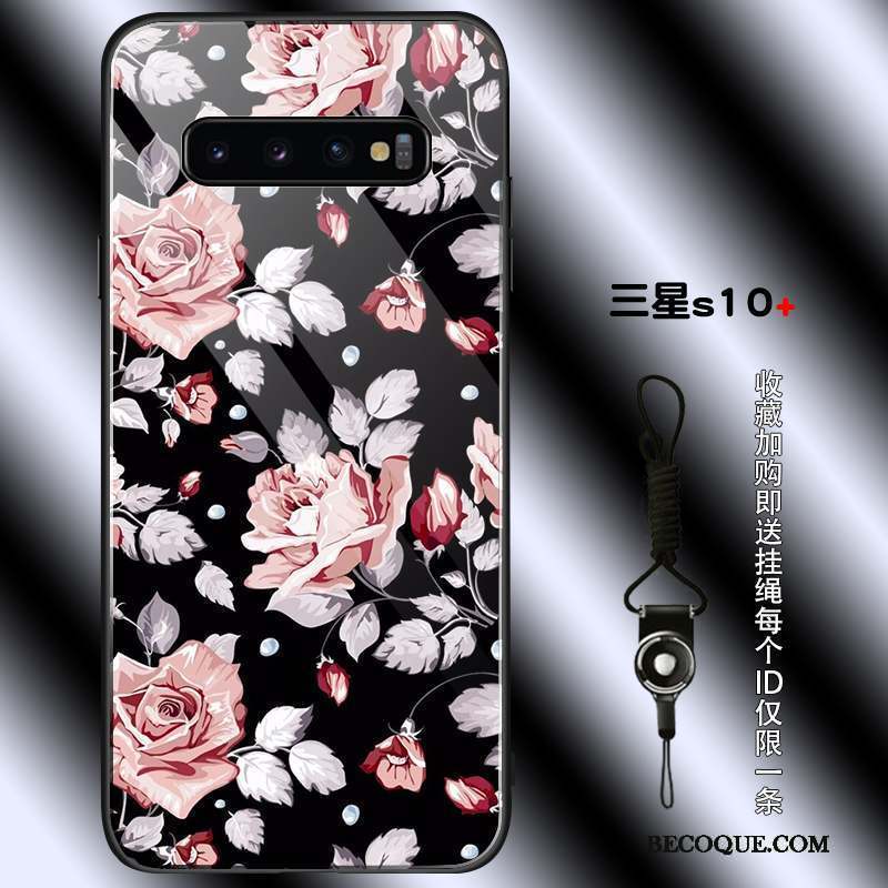 Samsung Galaxy S10+ Simple Rose Noir Tendance Coque De Téléphone Étui
