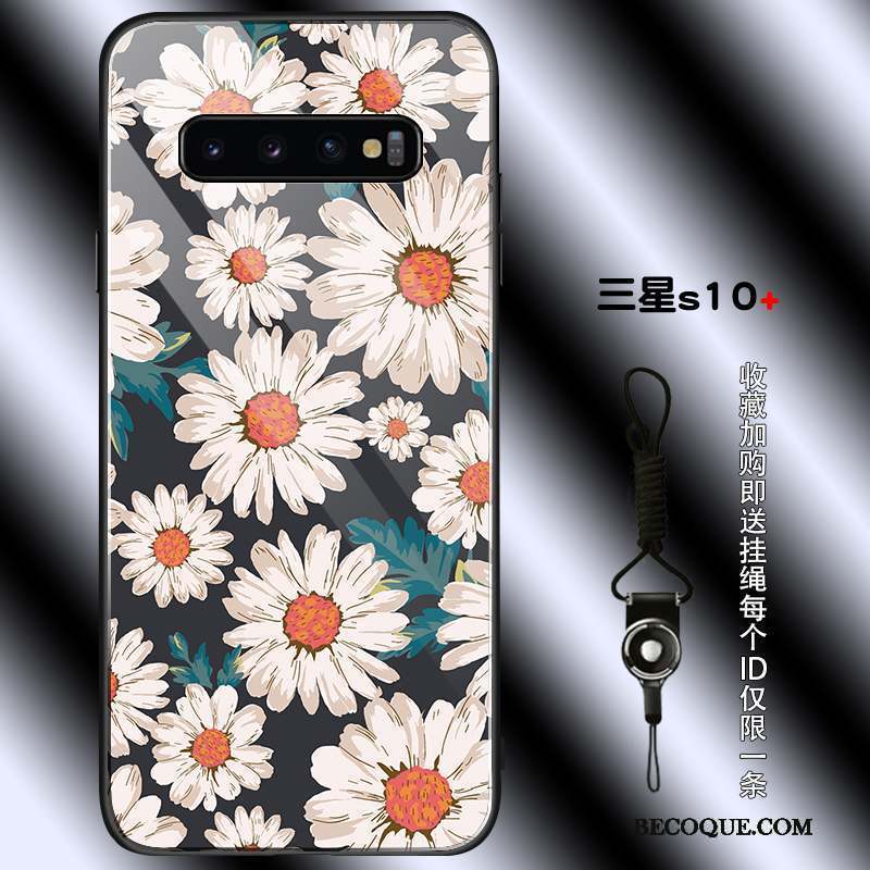 Samsung Galaxy S10+ Simple Rose Noir Tendance Coque De Téléphone Étui