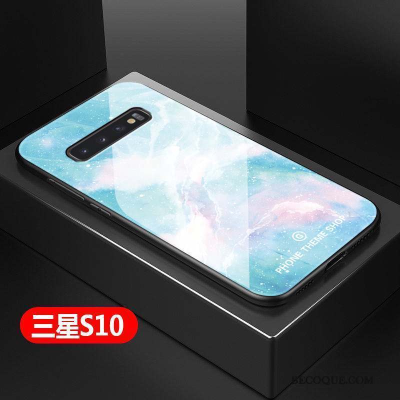 Samsung Galaxy S10 Étui Bleu Difficile Protection Coque Verre