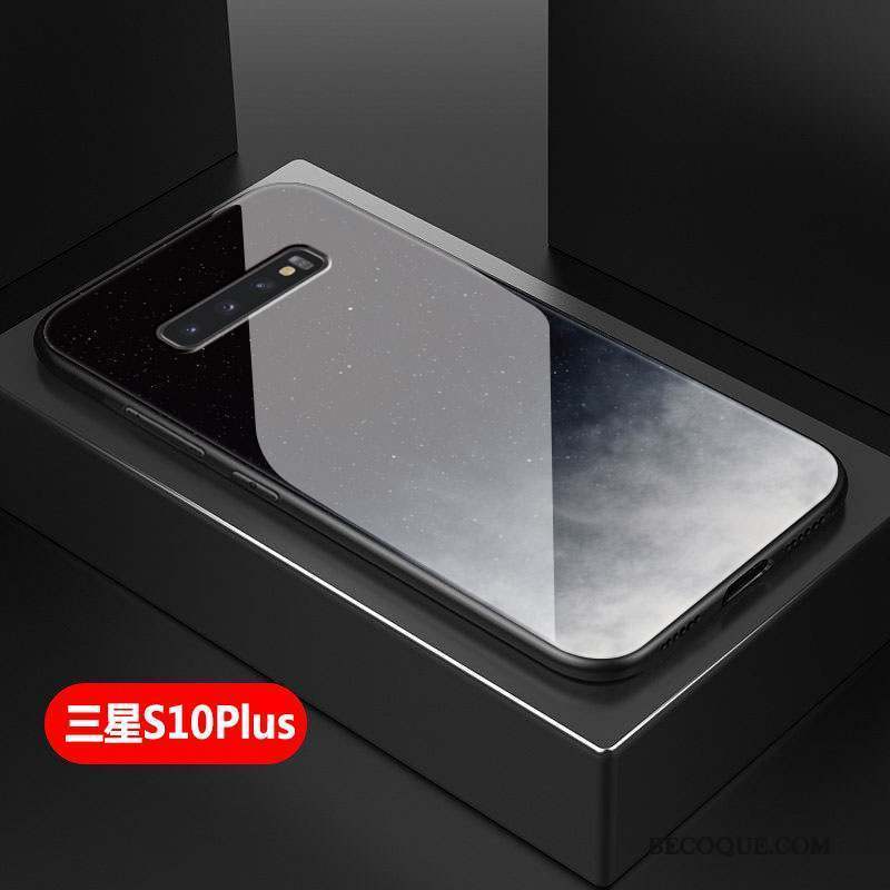 Samsung Galaxy S10+ Étui Clair Difficile Coque De Téléphone Verre Noir