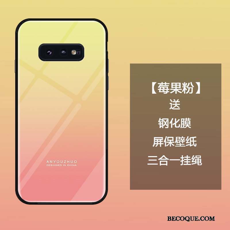 Samsung Galaxy S10e Coque De Téléphone Dégradé De Couleur Blanc Simple Tout Compris Verre Trempé