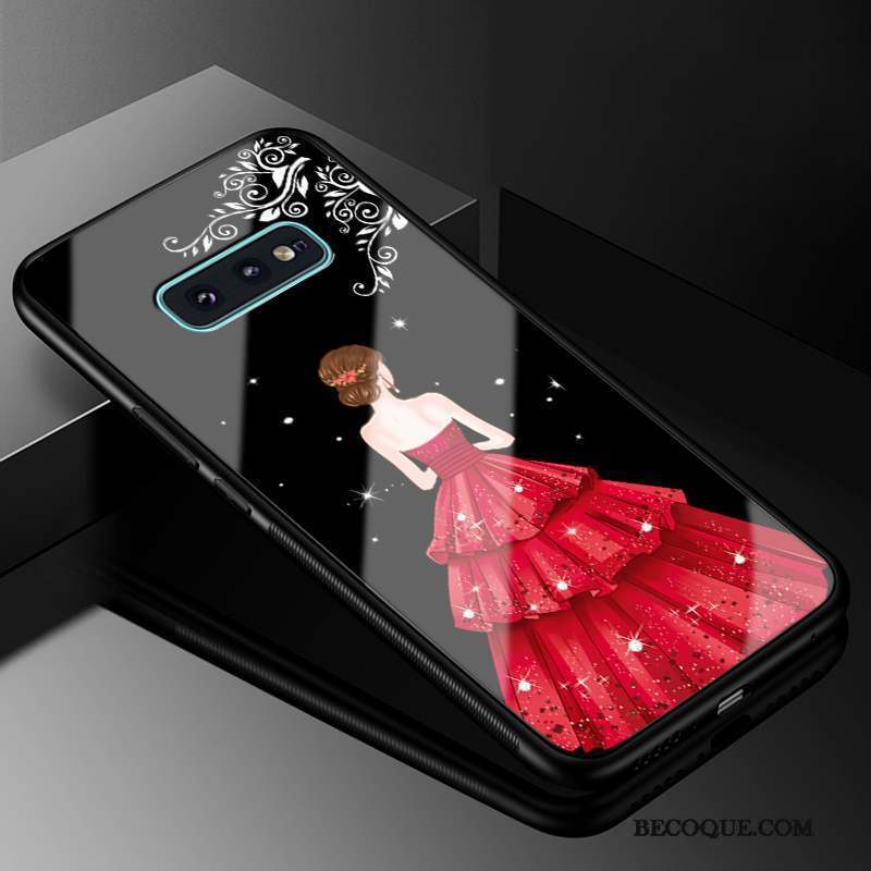 Samsung Galaxy S10e Coque De Téléphone Silicone Difficile Verre Rouge Incassable