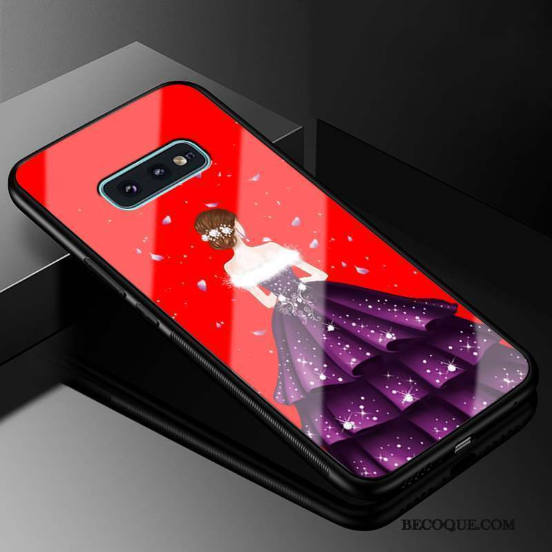 Samsung Galaxy S10e Coque De Téléphone Silicone Difficile Verre Rouge Incassable