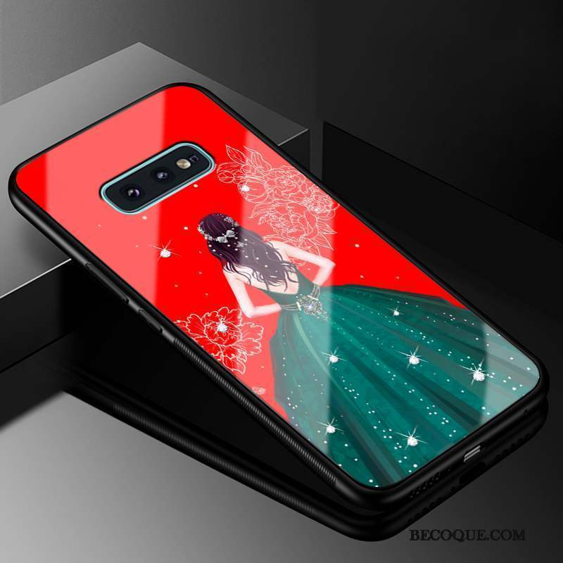 Samsung Galaxy S10e Coque De Téléphone Silicone Difficile Verre Rouge Incassable