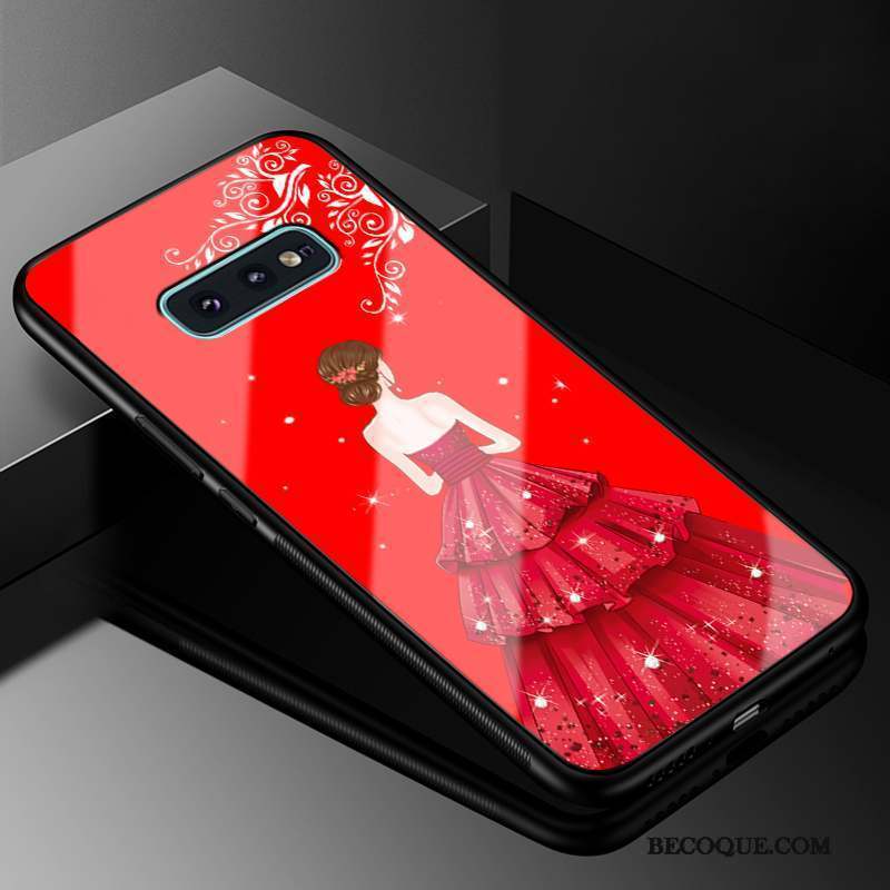 Samsung Galaxy S10e Coque De Téléphone Silicone Difficile Verre Rouge Incassable