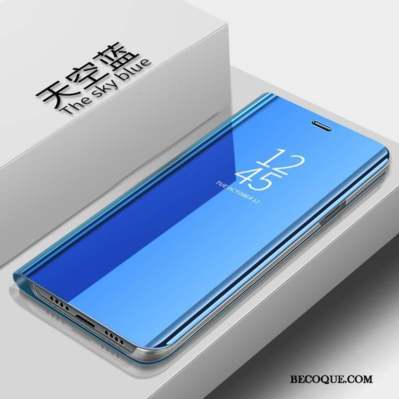 Samsung Galaxy S10e Coque Housse Transparent Violet Étui En Cuir Miroir Support