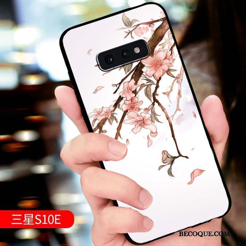 Samsung Galaxy S10e Coque Nouveau Protection Luxe Délavé En Daim Incassable Net Rouge