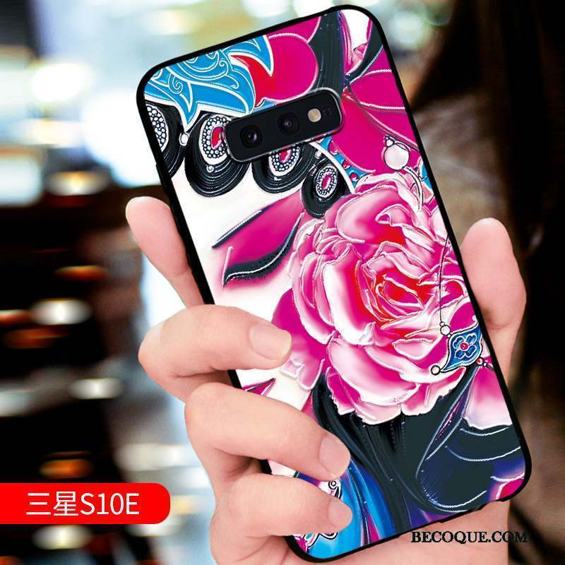 Samsung Galaxy S10e Coque Nouveau Protection Luxe Délavé En Daim Incassable Net Rouge