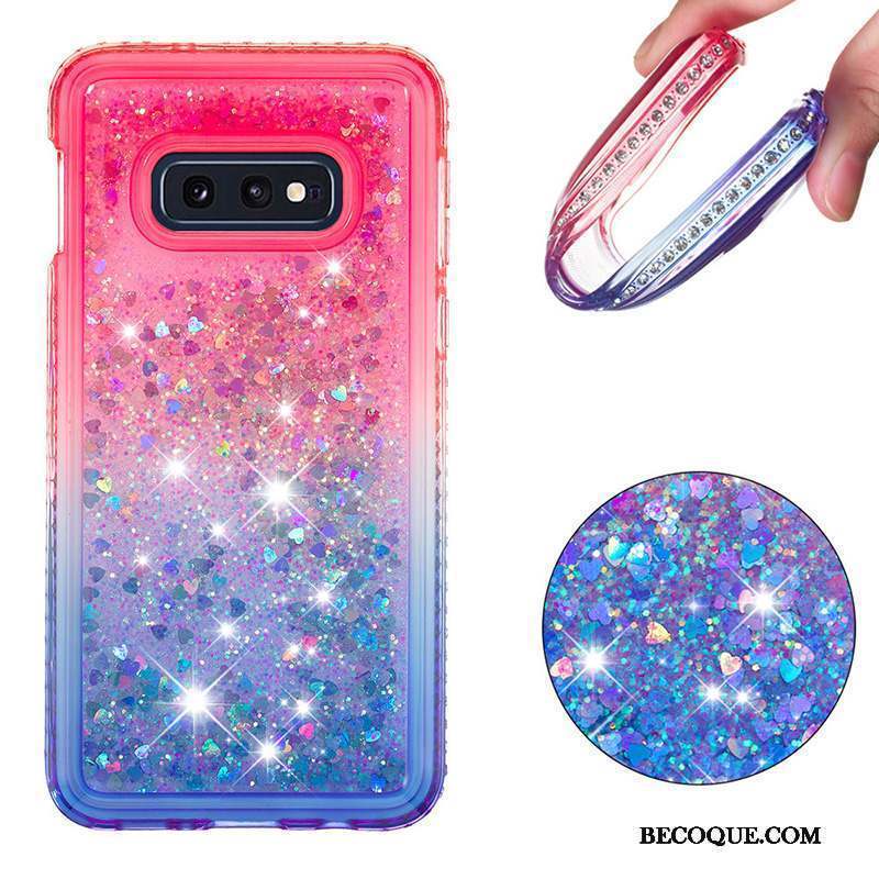 Samsung Galaxy S10e Coque Quicksand Bleu Incassable Tout Compris Protection Violet