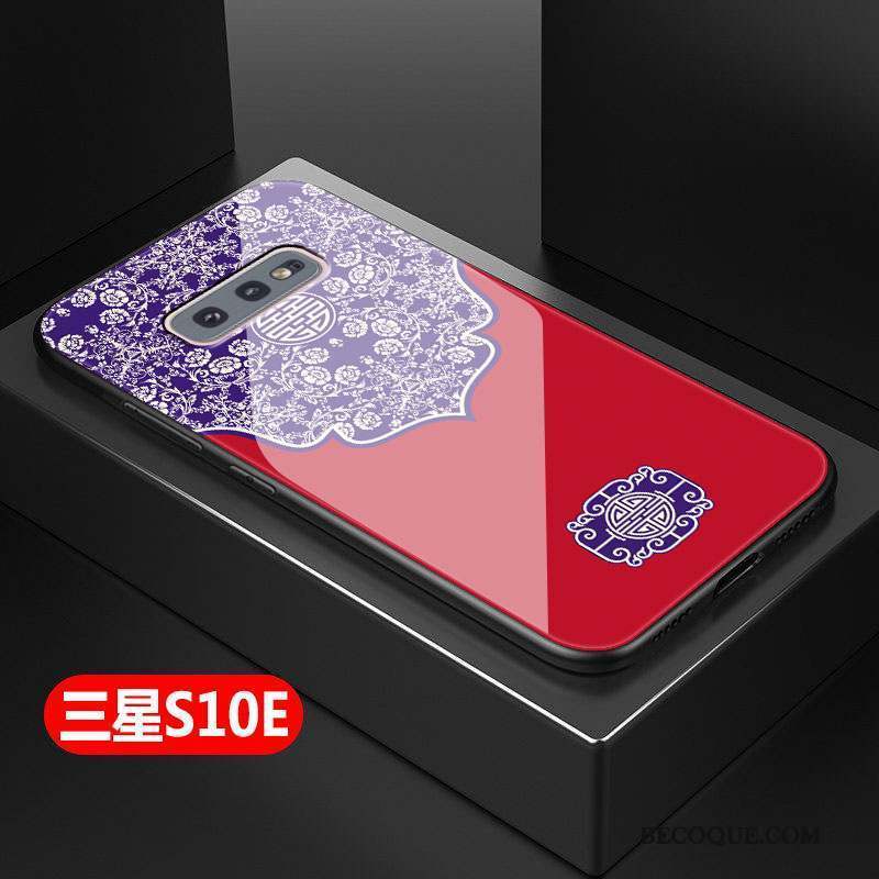 Samsung Galaxy S10e Coque Tendance Rouge Style Chinois Mode Fluide Doux Verre