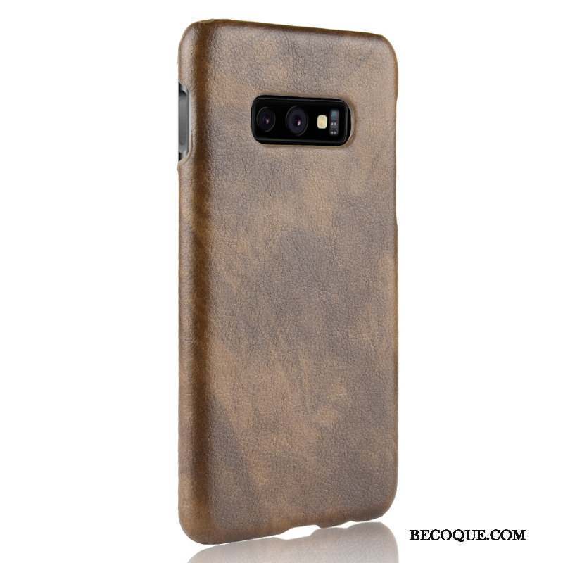 Samsung Galaxy S10e Cuir Protection Délavé En Daim Sac Coque De Téléphone Litchi