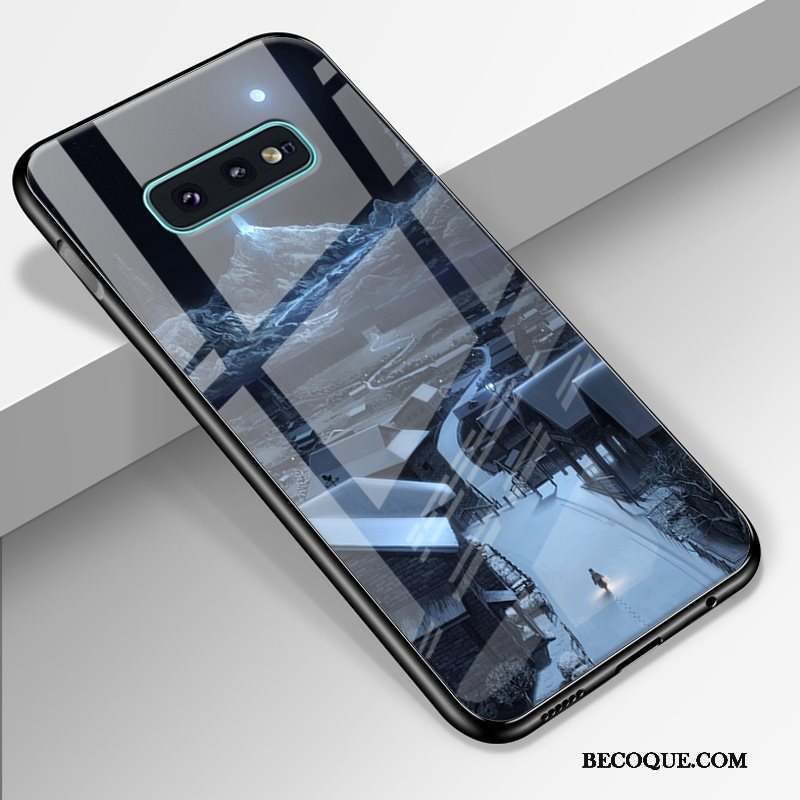 Samsung Galaxy S10e Dessin Animé Verre Trempé Bleu Luxe Créatif Coque De Téléphone