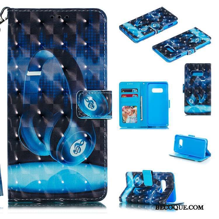 Samsung Galaxy S10e Housse Coque De Téléphone Tendance Bleu Étui En Cuir