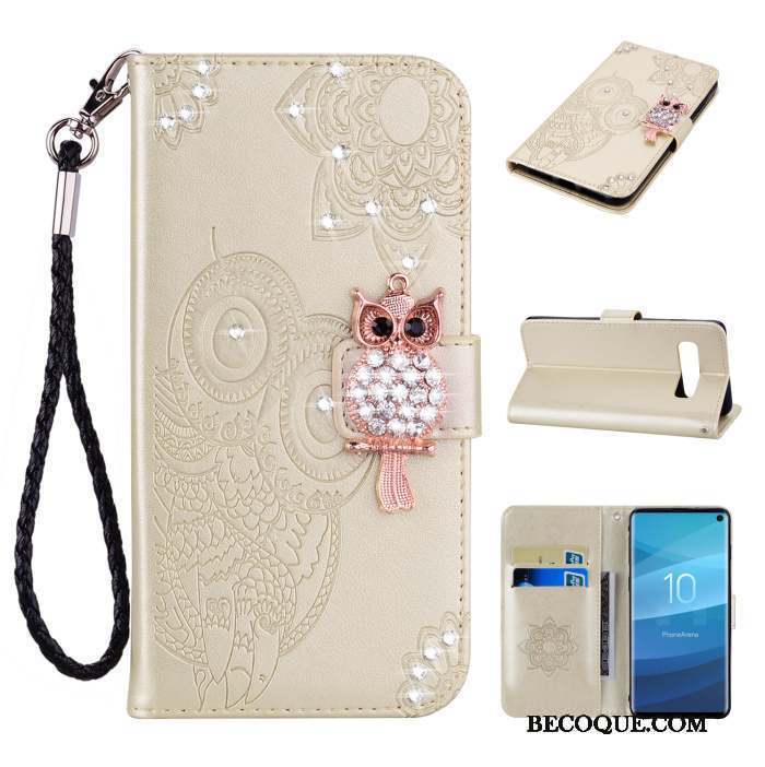 Samsung Galaxy S10e Téléphone Portable Coque De Téléphone Strass Étui En Cuir Chat Housse