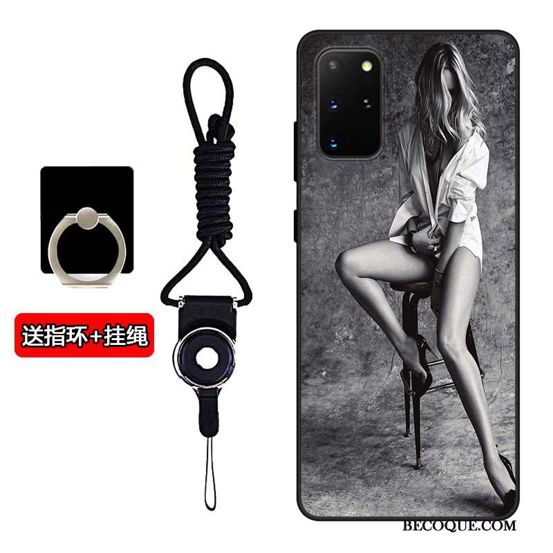 Samsung Galaxy S20+ Coque Amoureux Fluide Doux Silicone Europe Personnalisé Noir