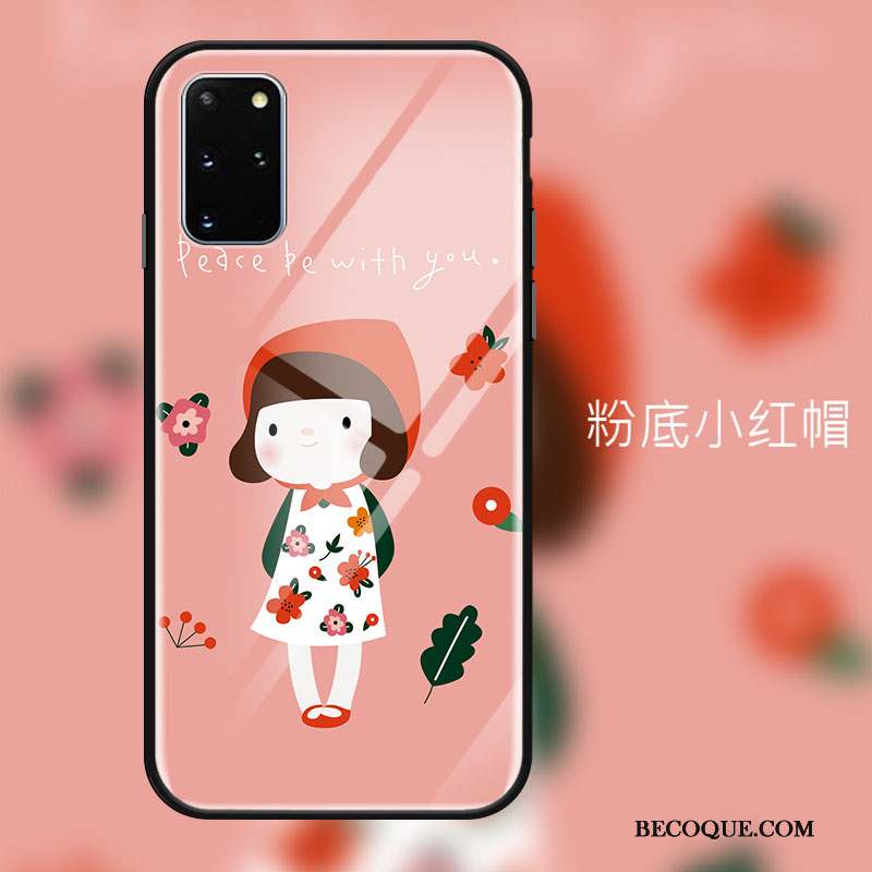 Samsung Galaxy S20+ Coque Incassable Étui Cœur Verre Charmant Fleur