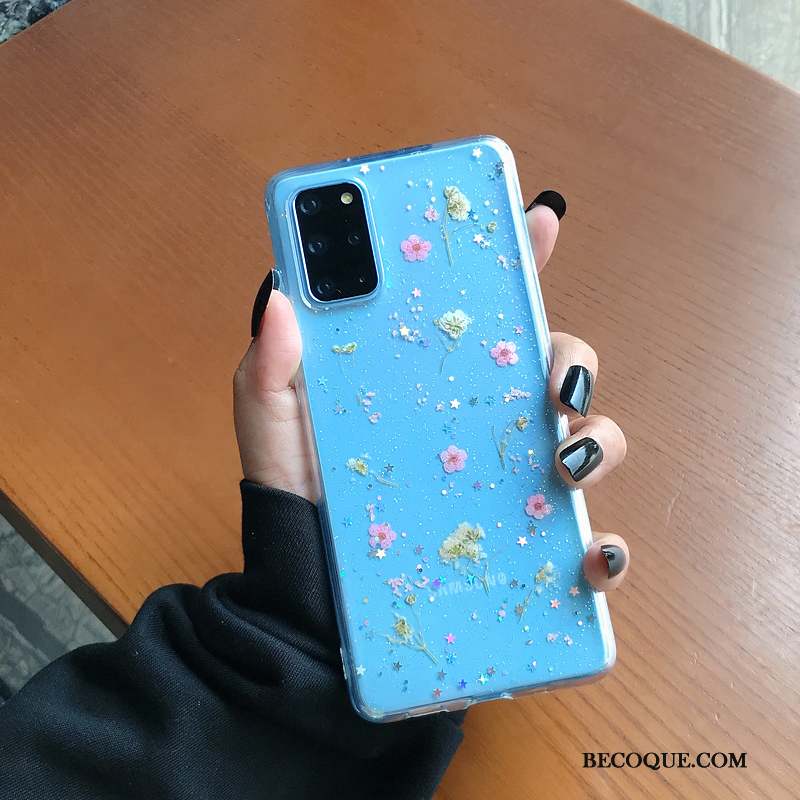 Samsung Galaxy S20+ Coque Personnalisé Étui Rose Frais Ornements Suspendus Bleu