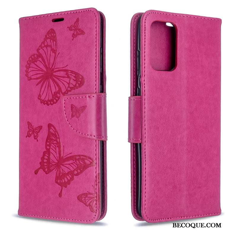 Samsung Galaxy S20 Similicuir Gaufrage Étui En Cuir Violet Papillon Coque De Téléphone