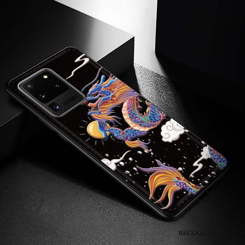 Samsung Galaxy S20 Ultra Coque De Téléphone Noir Incassable Vintage Silicone Personnalité