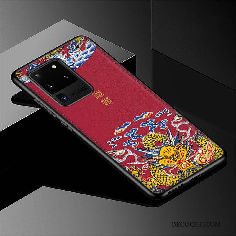 Samsung Galaxy S20 Ultra Gris Coque De Téléphone Gaufrage Style Chinois Fluide Doux Protection
