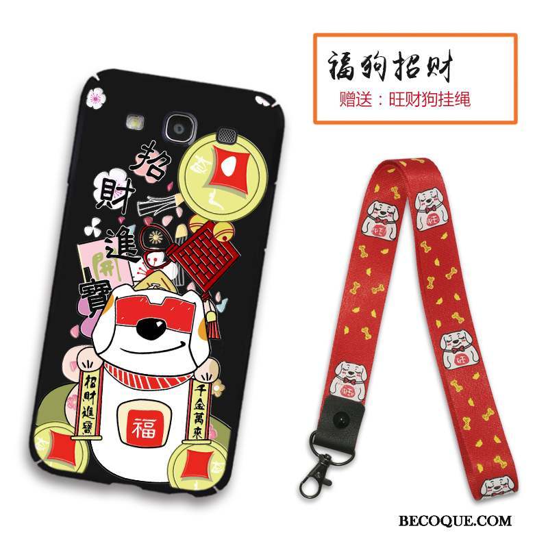 Samsung Galaxy S3 Coque Dessin Animé Tout Compris Délavé En Daim Noir Incassable Ornements Suspendus