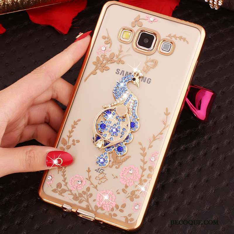 Samsung Galaxy S3 Coque Or Rose Silicone Fluide Doux Protection Anneau Strass