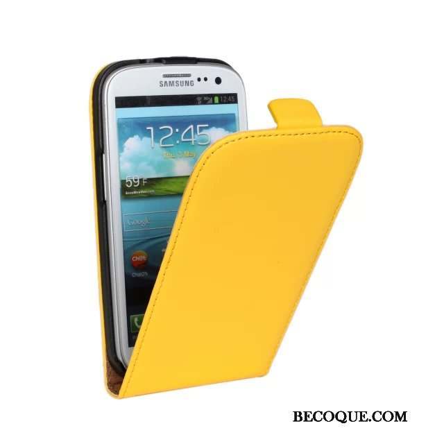 Samsung Galaxy S3 Cuir Véritable Étui En Cuir Jaune Téléphone Portable Coque De Téléphone Housse