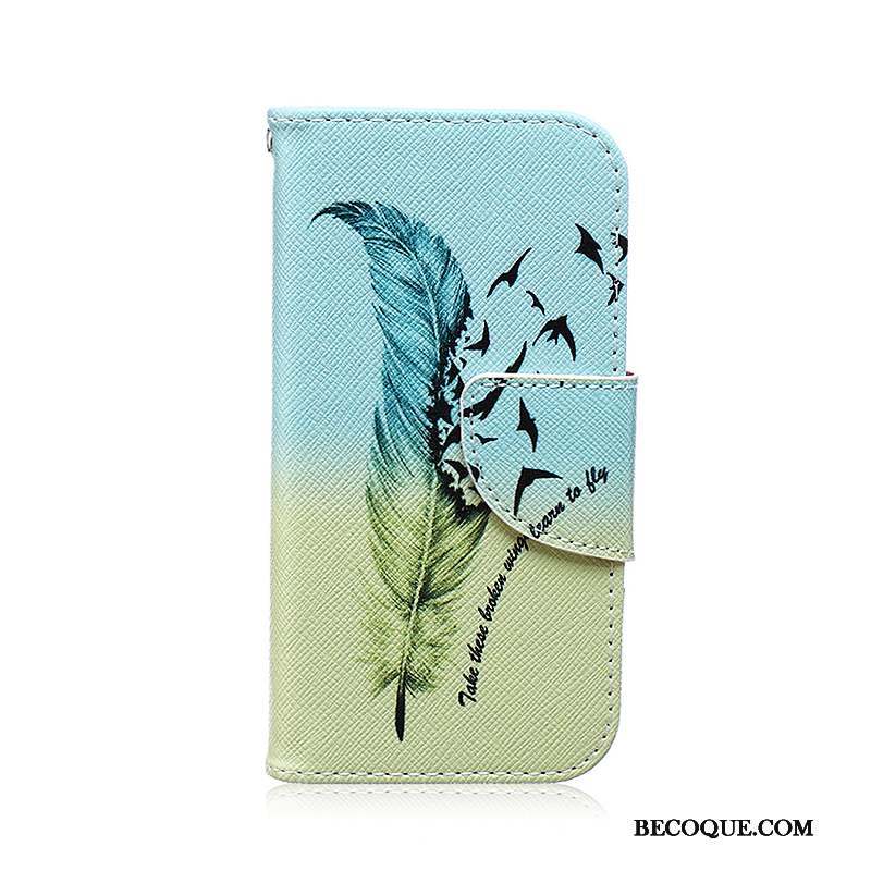 Samsung Galaxy S4 Bleu Peinture Mini Étui En Cuir Coque De Téléphone Housse