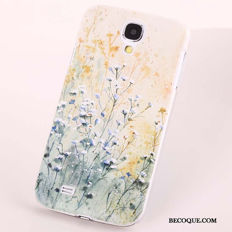 Samsung Galaxy S4 Coque De Téléphone Peinture Jaune Fleurs Étui Délavé En Daim