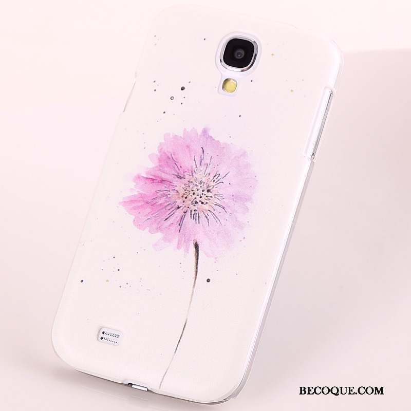 Samsung Galaxy S4 Coque De Téléphone Peinture Jaune Fleurs Étui Délavé En Daim