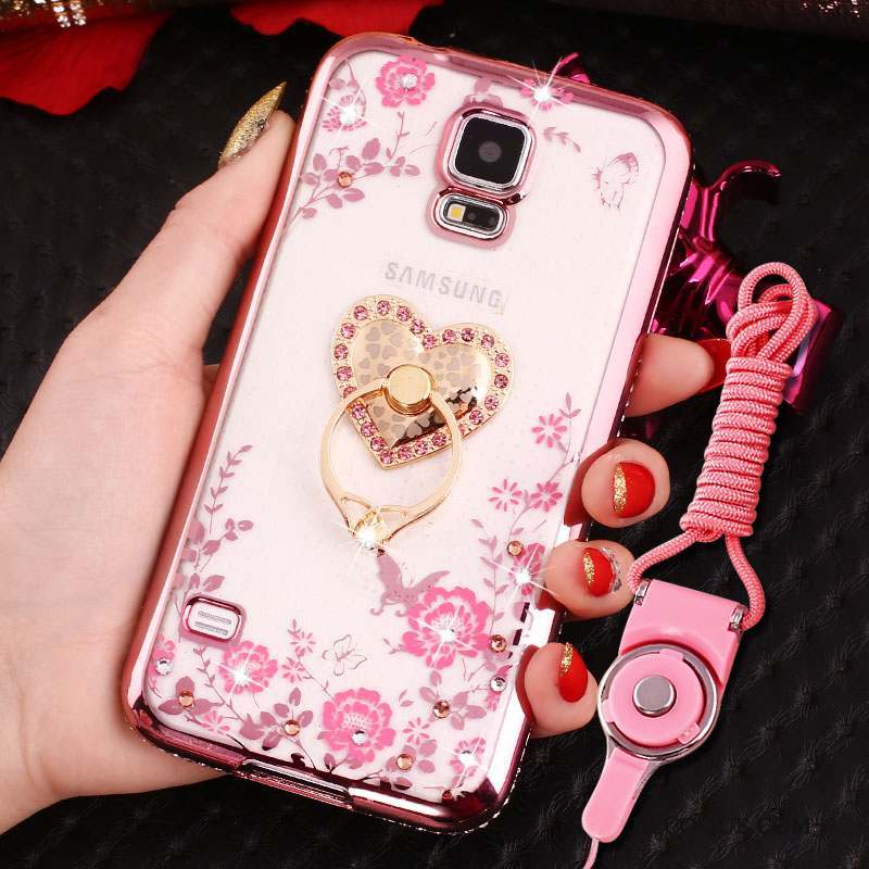 Samsung Galaxy S4 Coque Or Rose Strass Placage Étui Silicone Protection