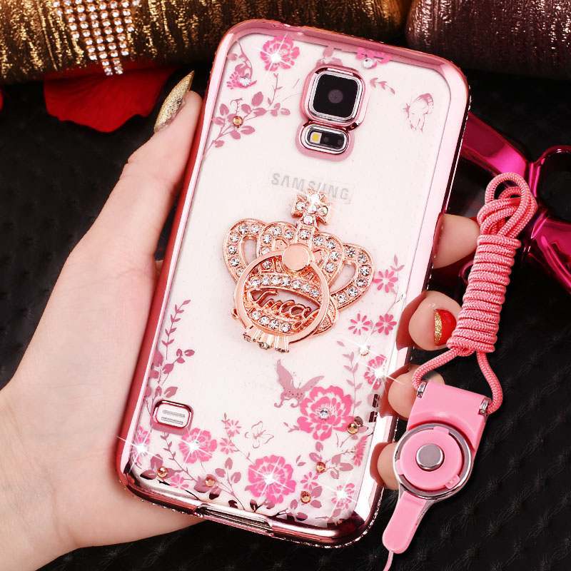 Samsung Galaxy S4 Coque Or Rose Strass Placage Étui Silicone Protection