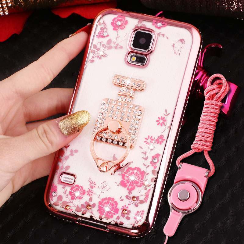 Samsung Galaxy S4 Coque Or Rose Strass Placage Étui Silicone Protection