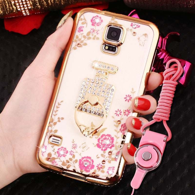 Samsung Galaxy S4 Coque Or Rose Strass Placage Étui Silicone Protection