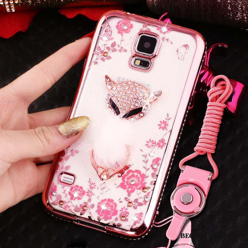 Samsung Galaxy S4 Coque Or Rose Strass Placage Étui Silicone Protection