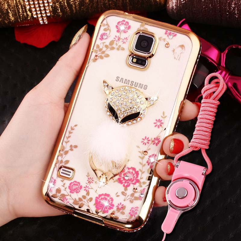 Samsung Galaxy S4 Coque Or Rose Strass Placage Étui Silicone Protection